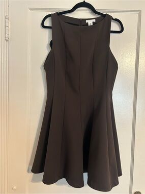 H&M Brown A-Line Dress with Flared Skirt